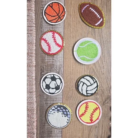 #9665 8pk Chenille Sports Ball Embroidered Patch 8-Pack Iron On NEW - Picture 4 of 9